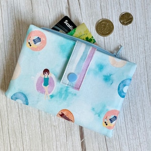Cartera pequeña plegable - Bathing Beauties / Cartera de mano con ranuras para tarjetas y bolsillo para monedas, monedero, hecha a mano, regalo para niñas y mujeres