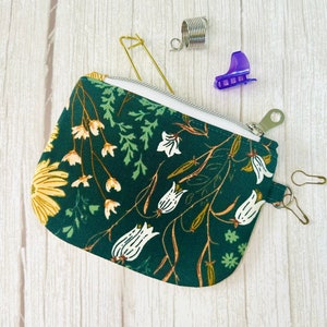 Porte-monnaie en toile pour pièces de monnaie - fleurs de minuit / petit porte-monnaie à fermeture éclair - porte-monnaie pour cartes de crédit avec oreillettes torsadées, porte-monnaie - cadeau