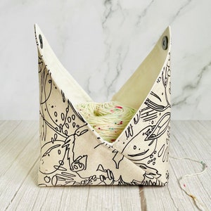 Bento Yarn Bowl - Mochi Linen / Yarn Cake Bowl, Yarn Keeper, Yarn Holder Pouch, Project Bag, Knitting Crochet Gift, Knitting Accessories