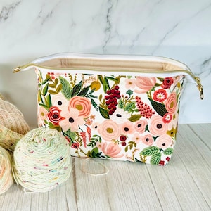 Sacchetto con cerniera larga - Garden Party - Rifle Paper Co / Ciotola per torta di filati, Porta filati, Sacchetto porta filati, Borsa per progetti, Maglia Uncinetto