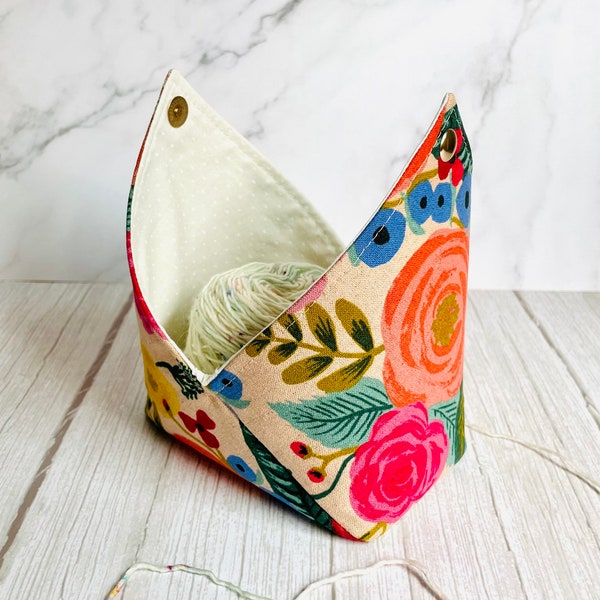 Bento Yarn Bowl - Rifle Paper Co / Yarn Cake Bowl, Yarn Keeper, Yarn Holder Pouch, Project Bag, Tricot Crochet Cadeau Accessoire