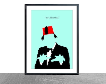 Tommy Cooper 'Just Like That' 1970s minimalist minimalist Giclee print A4, A3, A2 unframed