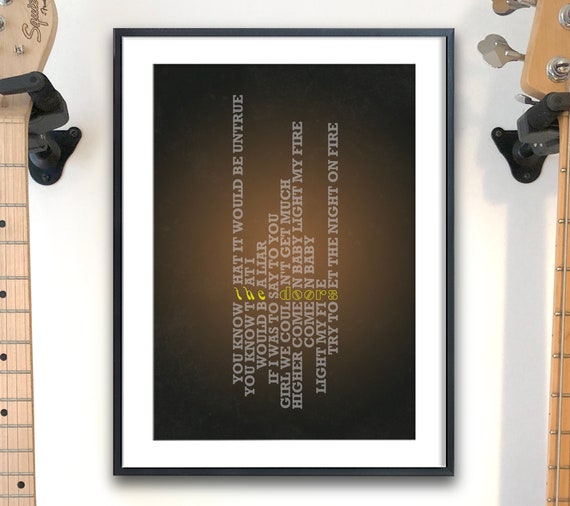 The Doors Light My Fire Acrostic Lyrics Typographic Print A4 A3 A2 Unframed