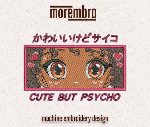Anime Embroidery Design: Cute But Psycho, Black Hair (Digital File)