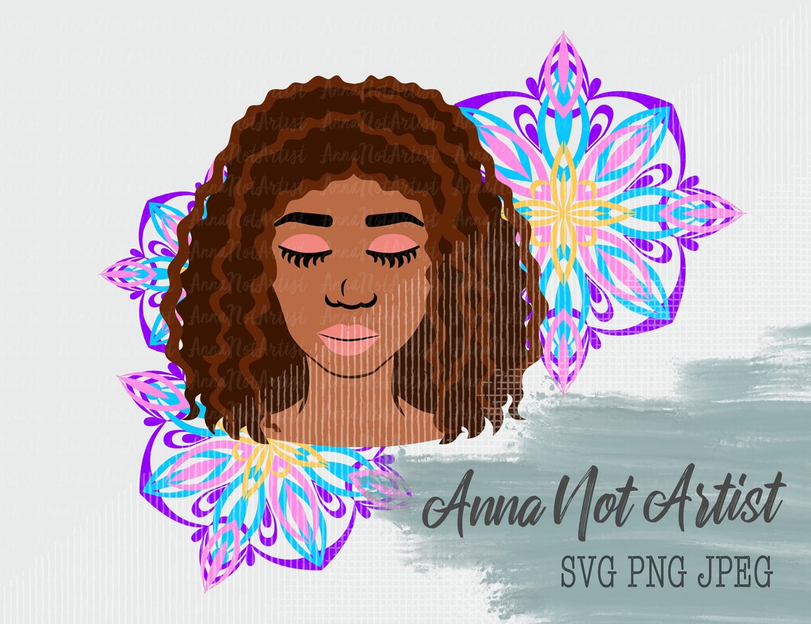 Download SVG PNG JPEG: Peaceful lady with mandala 300 dpi printing ...