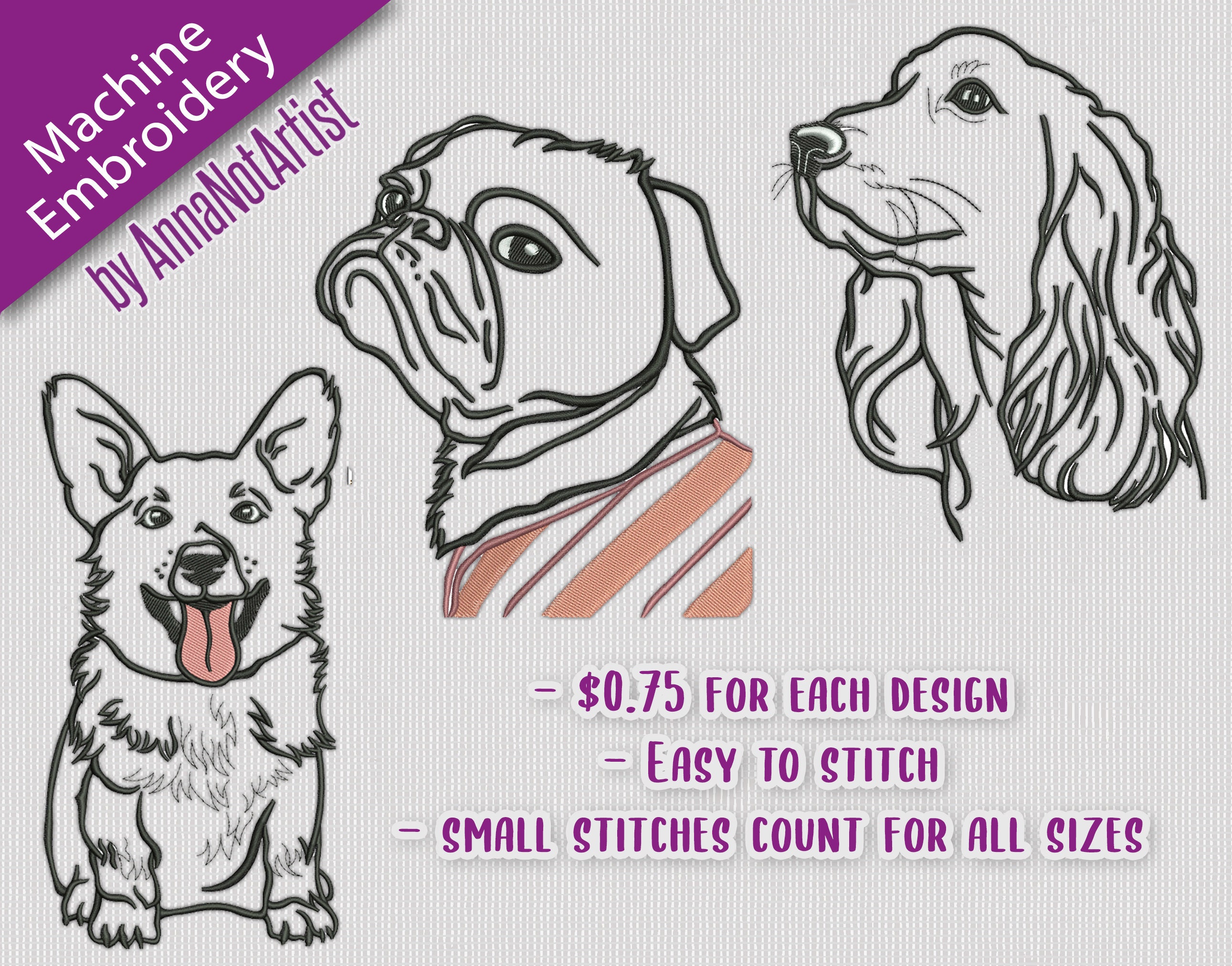 Download Embroidery design bundle: 8 dogs different breeds ...