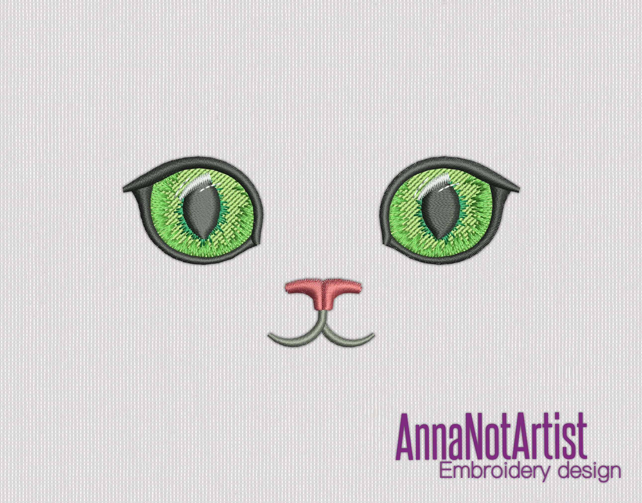 Embroidery design cat eyes and nose face for toys and others  etsy Embroidery design cat eyes and nose face for toys and others  etsy