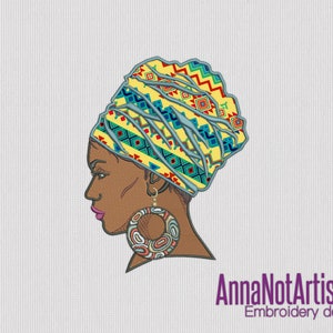 Embroidery design: APPLIQUE Woman with ethnic earring - 4 sizes digital file for machine embroidery