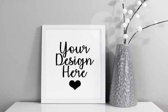 Styled Frame Mockup White Frame Mockup Styled Stock Photography