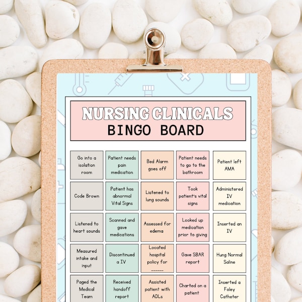 Nursing Clinicals Student Nurse BINGO Activity - Instant Download for Clinical Instructors and Nurse Educators -  Learning Resource