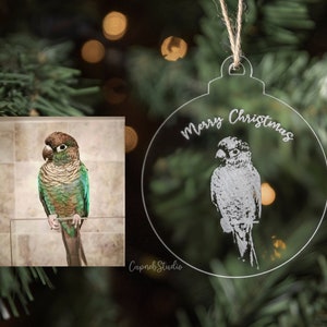 Personalised Parrot Christmas Ornament, Parrot Christmas Bauble, Custom Memorial Ornament, Tree Decoration, Christmas Parrot Bauble, Gift