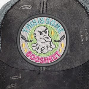 Funny Halloween Ghost Patch, This Is Some Boosheet Iron On Patch, Sarcastic Embroidered Badge, Spooky Jacket Patch, Fall Embroidery Design