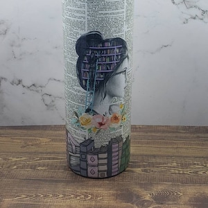 GIRL BOOK HEAD - 20 oz skinny tumbler with straw, Drinkware, Reading Cup, Books, Love to read