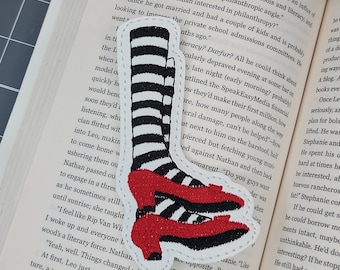 Ruby Slippers Bookmark, Witch Feet Bookmark, Book Lover, Bookworm, Embroidery Book Mark, Reading Fun, Wizard of Oz, Reader Gift