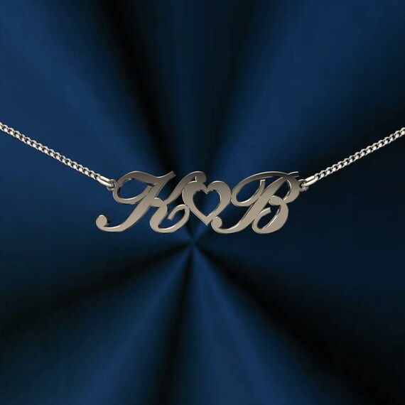 Name Necklace In 925 Silver With Desired Letters With A Heart Etsy