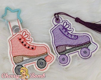 Roller Skate Key Fob & Eyelet, ITH, Embroidery Design - DIGITAL DOWNLOAD