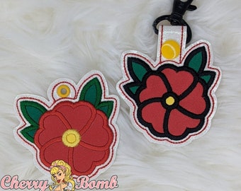 Love Flower Key Fob and Eyelet, ITH, Machine Embroidery - DIGITAL DOWNLOAD
