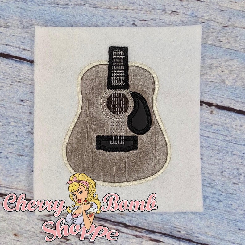 Acoustic Guitar Applique Embroidery Design DIGITAL DOWNLOAD Etsy