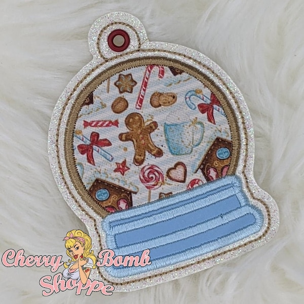 Snow Globe Blank fussy cut Ornament, no printable card, ITH, Machine Embroidery - DIGITAL DOWNLOAD