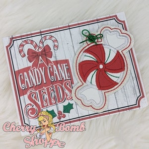 2021 Version - Candy Cane Seeds Ornament, in the hoop, Applique Embroidery Design