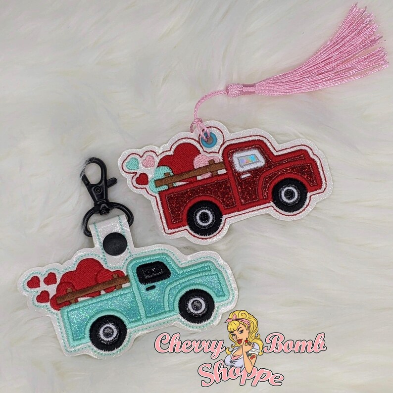 Valentine Truck Key Fob /& Eyelet Embroidery design ITH DIGITAL DOWNLOAD Applique