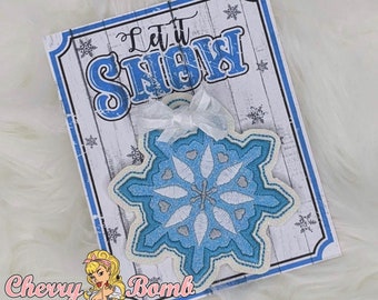 Snowflake Ornament, ITH, Applique, Embroidery Design - DIGITAL DOWNLOAD