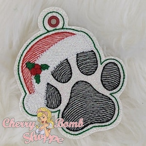 Santa Paws Sketch Ornament, ITH, Machine Embroidery - DIGITAL DOWNLOAD