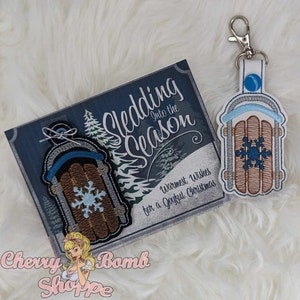 Snow Sled Ornament and Key Fob with Printable Card, ITH, Machine Embroidery - DIGITAL DOWNLOAD