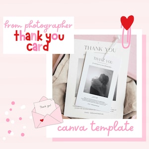 Client Thank You Card From Photographer, Client Gift from Wedding Photographer, Thank You Card Canva Template, Wedding Photography Templates