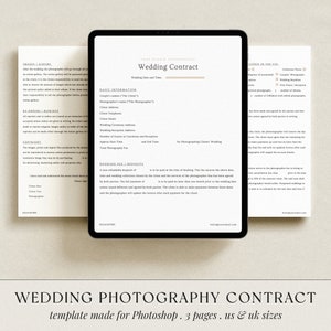 Editable Wedding Photography Contract, Wedding Contract For Photographers, Client Photography Contract, Business Forms, Photoshop Template