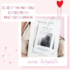 Carte de remerciement client du photographe, cadeau client du photographe de mariage, modèle de toile de carte de remerciement, modèles de photographie de mariage