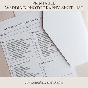 Printable Wedding Shot List for Photographers, Photo List for Wedding ...