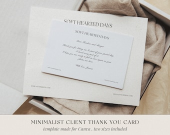 Minimalist Client Thank You Card Template, Thank You Note from Photographer, Custom Thank You Card for Business, Canva Template