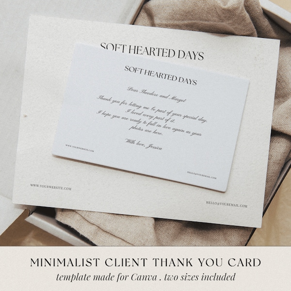 Minimalist Client Thank You Card Template, Thank You Note from Photographer, Custom Thank You Card for Business, Canva Template