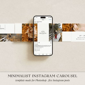 Minimalist Instagram Carousel Template for Photographers, Fall Mini Sessions Marketing, Autumn Mini Photo Sessions, Photoshop Template