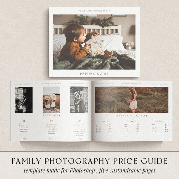 Photography Pricing Guide Template, Photo Price List, Wedding Photography Magazine Template, Marketing for Photographers, Photoshop Template