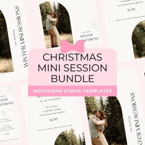 Marketing mini sesji świątecznych, szablony historii i postów na Instagramie, szablon pakietu mediów społecznościowych, mini sesje świąteczne, szablon Canva