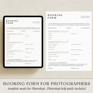 Photographer Booking Form Template: Customizable Client Sign-Up (Photoshop Template)