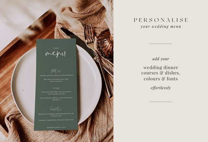 Editable Sage Green Wedding Dinner Menu Printable Minimalist Etsy UK