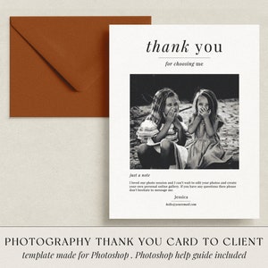 Photography Thank You Card to Client, Thank You Card from Wedding Photographer, Client Gift from Photographer, Editable Photoshop Template