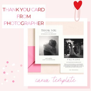 Tarjeta de agradecimiento del fotógrafo, plantilla de Canva para pequeñas empresas, tarjeta de agradecimiento del fotógrafo de bodas al cliente, tarjeta de agradecimiento al cliente