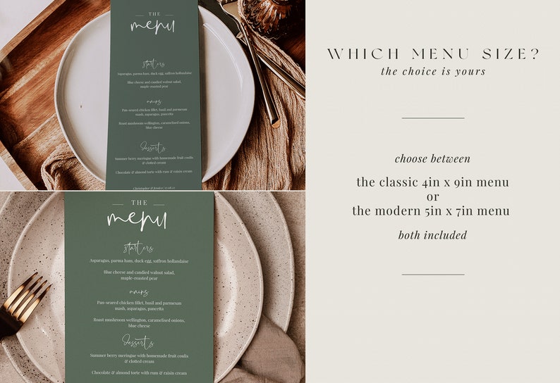 Editable Sage Green Wedding Dinner Menu Printable Minimalist Etsy UK