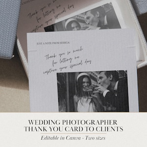 Editable Thank You Card Canva Template for Photographers, Client Appreciation Notes, Small Business Packaging Supplies