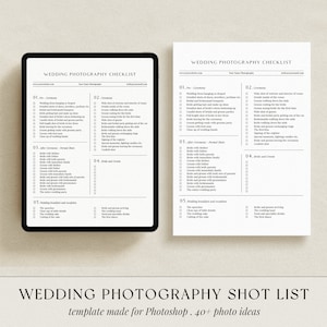 Wedding Photography Shot List Template: Customizable Photo Checklist (Photoshop, Digital Download)