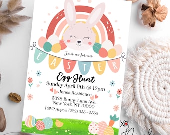 EDITABLE Easter Egg Hunt Invitation - Easter Invite - Egg Hunt Invite - Easter Bunny Party - Spring Egg Hunt - Editable Invitation - INSTANT