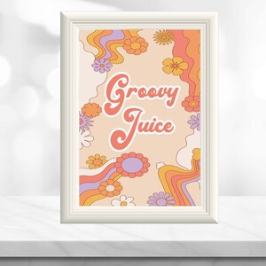 Groovy 70&#39;s Birthday Party Decor - Groovy Sign - Groovy One Two - Groovy Party - Table Sign - Rainbow Peace Love Party -Instant Download