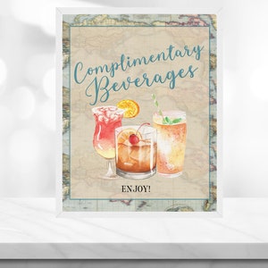 Adventure Awaits Table Sign - Airplane Travel Signs - Beverages Sign - Table Sign - Instant Download -Airline -Wedding Baby Shower Birthday