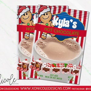 Christmas Hot Chocolate Wrappers - Hot Cocoa Wrappers - Christmas Gifts - Christmas Favors - Personalized Hot Chocolate Wrappers - Christmas