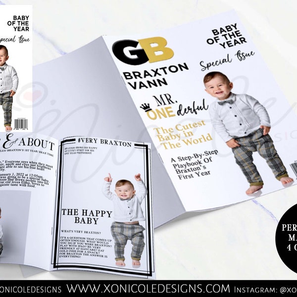 Mr Onederful Magazine - Personalized Mini Birthday Magazine - Mr Onederful Party - The Onederful One - First Birthday - Onederful  Favors