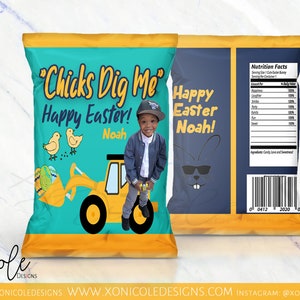Personalized Boy Easter Chip Bag - Treat Bag - Easter - Chip Bag - Printable Digital Easter Truck Chip Bag - Boy - Easter Bunny Treat Bag
